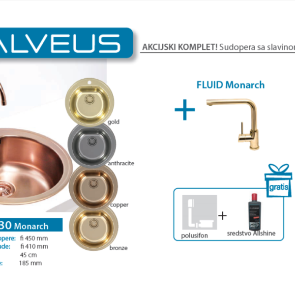 Lož Alveus - Set sudopera sa slavinom i sifonom - Form 30 Monarch + Fluid Monarch