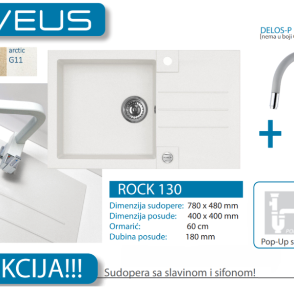 Lož Alveus - Set sudopera sa slavinom i sifonom - Rock 130 + Delos-P - Razne boje