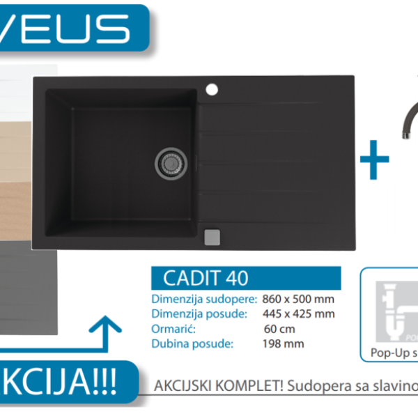 Lož Alveus - Set sudopera sa slavinom i sifonom - Cadit 40 + ARC 110 (AM 180)