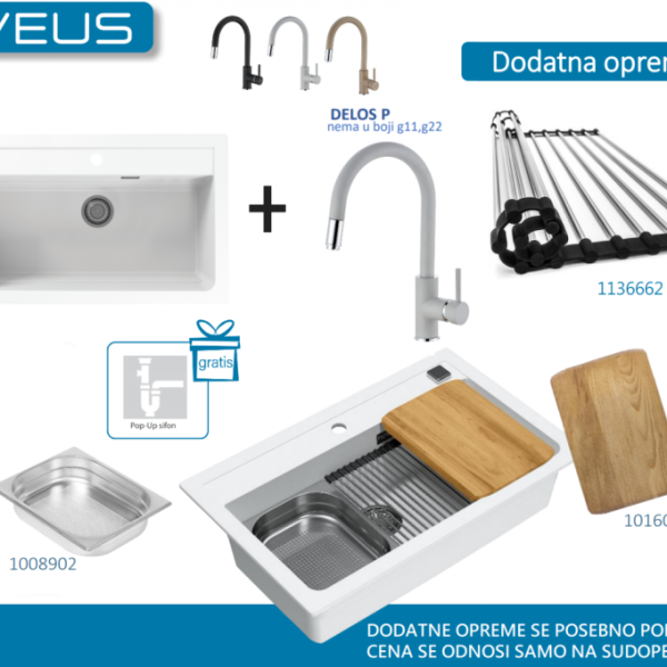 Lož Alveus - Set sudopera sa slavinom i sifonom - Atrox 40 + Delos-P - Razne boje