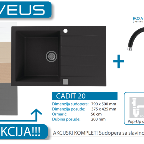 Lož Alveus - Set sudopera sa slavinom i sifonom - Cadit 20 + Roxa