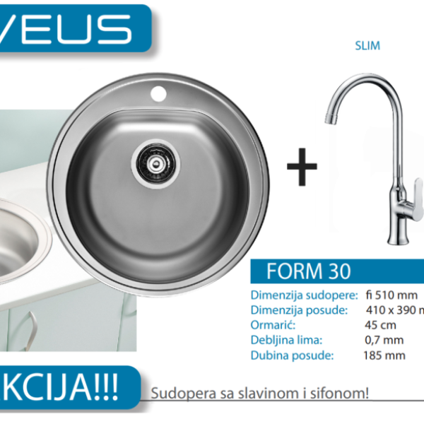 Lož Alveus - Set sudopera sa slavinom i sifonom - Form 30 + Slim