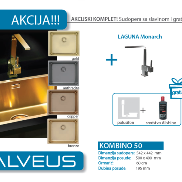 Lož Alveus - Set sudopera sa slavinom i sifonom - Kombino 50 Monarch + Laguna Monarch