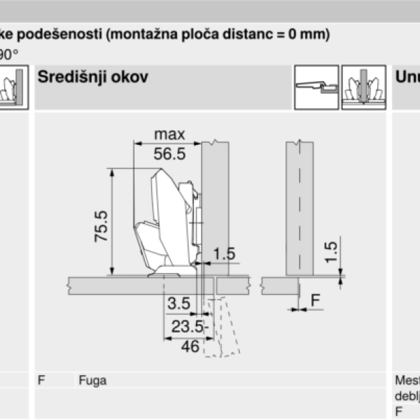 BLUM ŠARKE ZA TANKE BLUMOTION FRONTOVE 8-14MM B-71B453T