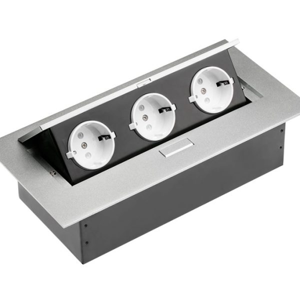 GTV Električna konzola za konferencijski sto 3 X šuko, aluminijum, AE-PB03GS-53